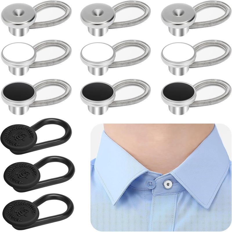 KUNTAERY 12 PCS Shirt Collar Button Extenders, Comfortable Neck Button Extender for Mens Dress Shirts, Instant Tie Collar Expansion - Image 1